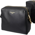 Dolce & Gabbana Black Calfskin Leather Double Waist Belt Fanny Pack Bag BAG4670