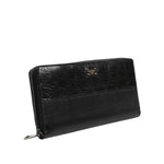Dolce & Gabbana Black Leather Logo Plaque Zip Around Continental Wallet BAG4700