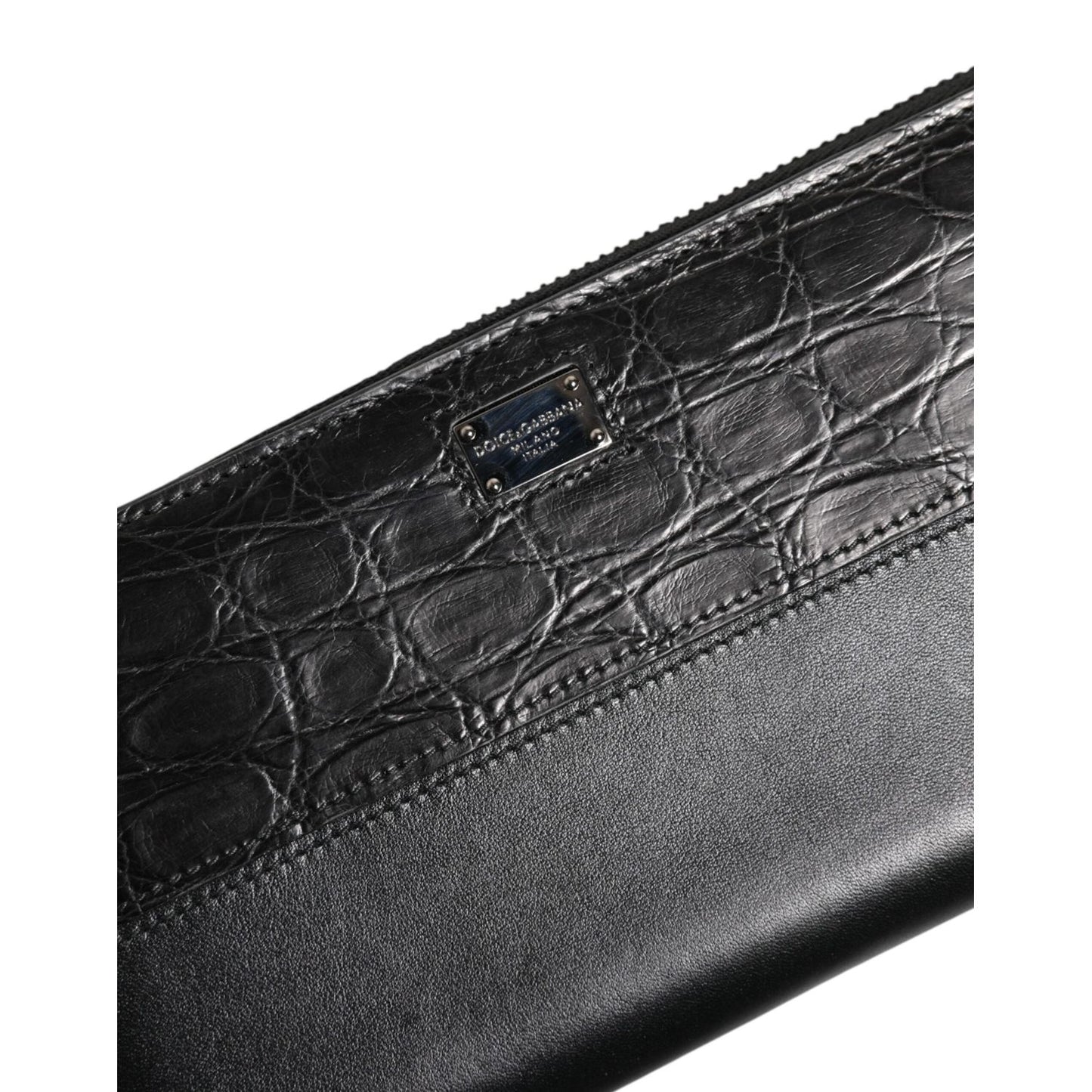 Dolce & Gabbana Black Leather Logo Plaque Zip Around Continental Wallet BAG4700