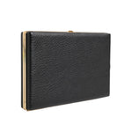 Dolce & Gabbana Black Leather Gold Frame Clutch Evening Party Purse Bag BAG4719