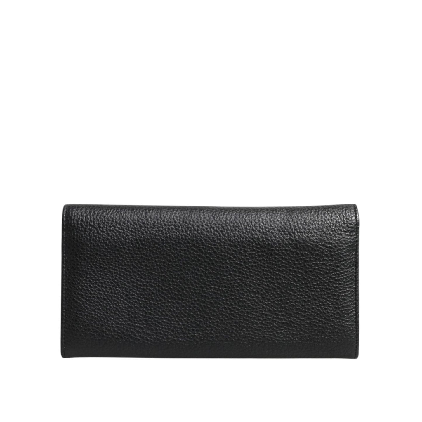 Dolce & Gabbana Black Leather Logo Plaque Card Holder Trifold Wallet BAG4705