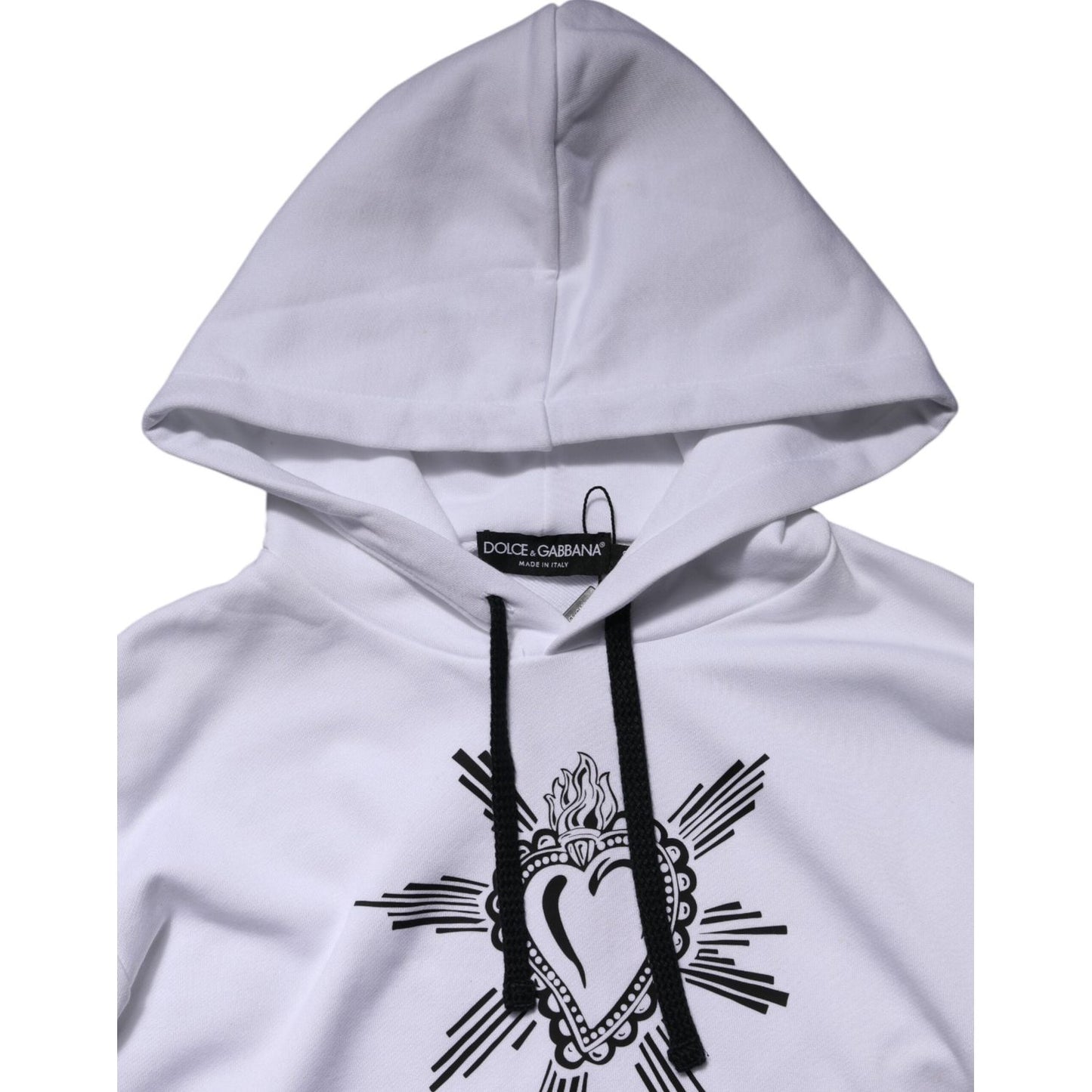 Dolce & Gabbana White Sacred Heart Hooded Sweatshirt Sweater TSH90618-48