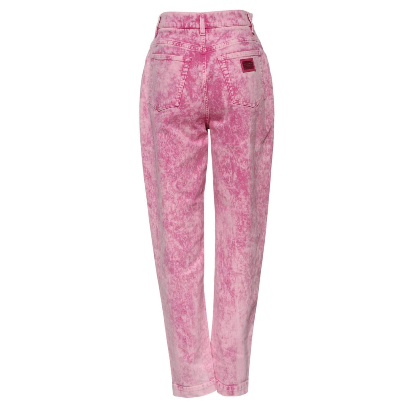Dolce & Gabbana Pink Tie Dye High Waist Tapered Denim Jeans PAN76542-38