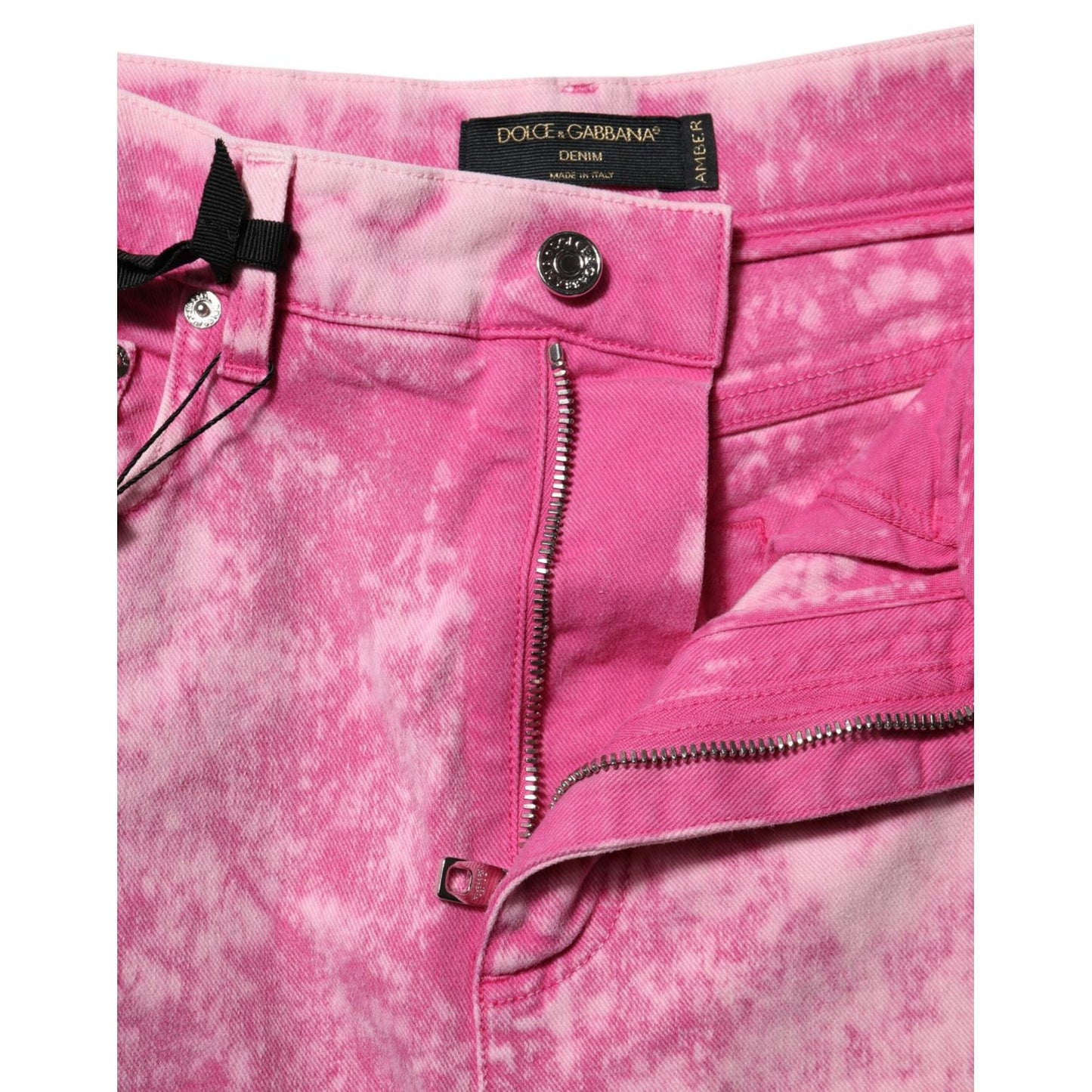 Dolce & Gabbana Pink Tie Dye High Waist Tapered Denim Jeans PAN76542-38