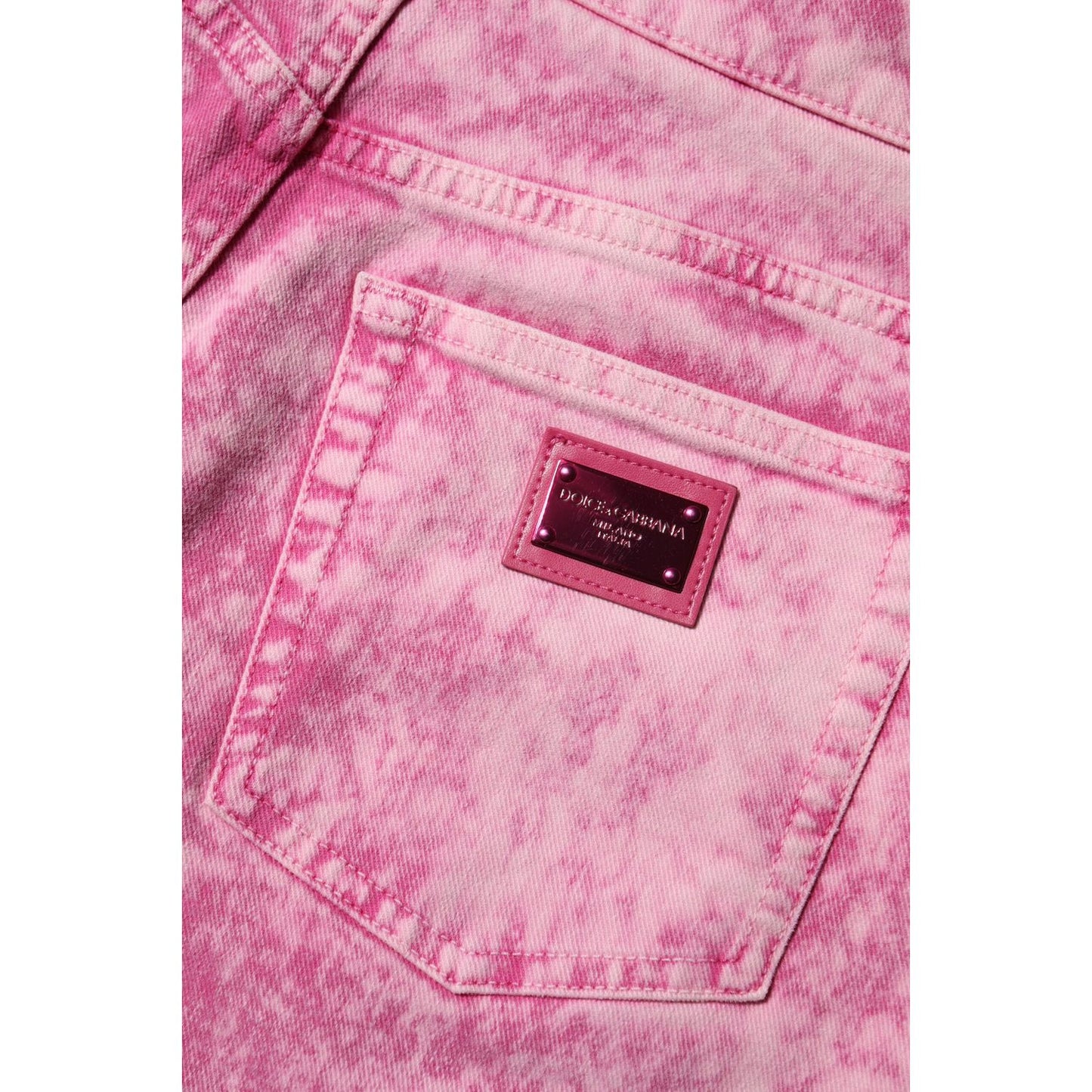 Dolce & Gabbana Pink Tie Dye High Waist Tapered Denim Jeans PAN76542-38