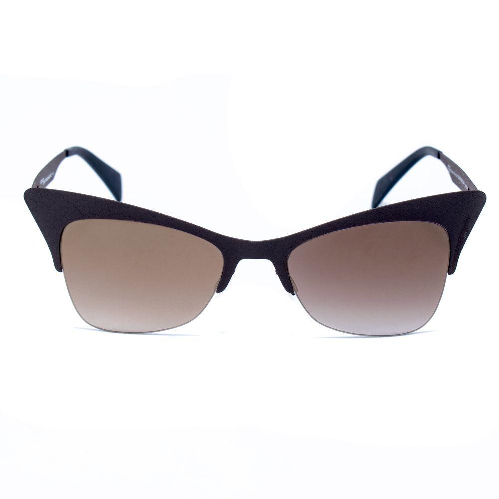 Italia Independent Black Metal Sunglasses with cat-eye design, model 0504-CRK-044, featuring 51/19/140 mm measurements, black color.