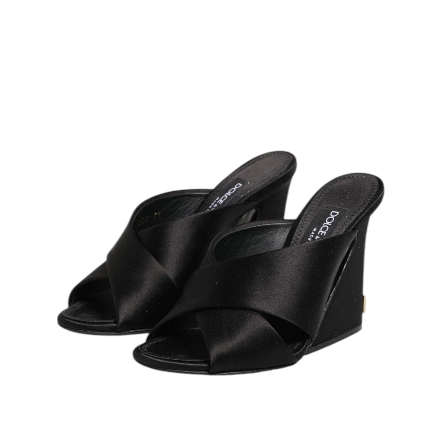 Dolce & Gabbana Black Logo KEIRA Satin Slides Sandals Shoes LA12786-35.5
