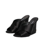 Dolce & Gabbana Black Logo KEIRA Satin Slides Sandals Shoes LA12786-35.5