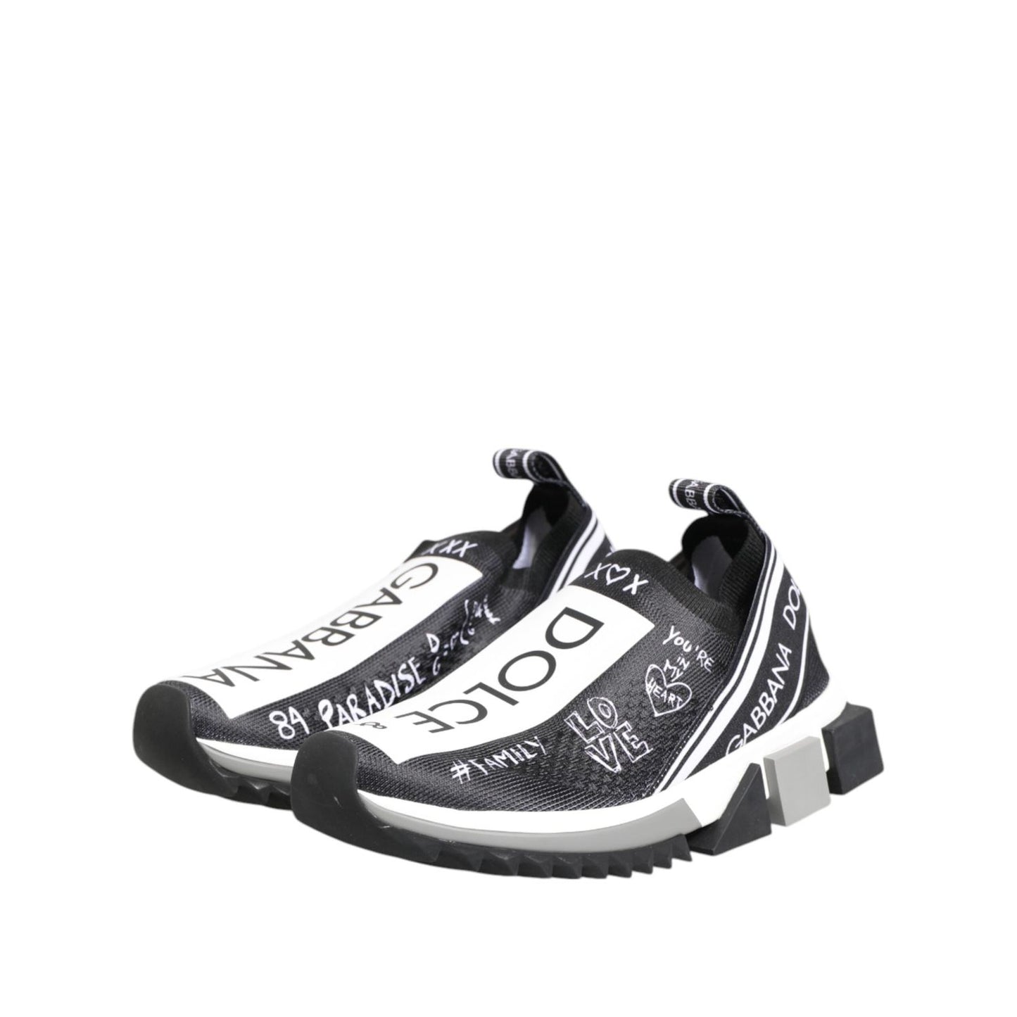 Dolce & Gabbana Black White Sorrento Low Top Sneakers Shoes LA12753-35.5