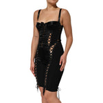 Dolce & Gabbana Black Corset Lace Bodycon Jumpsuit Mini Dress DR81777-40