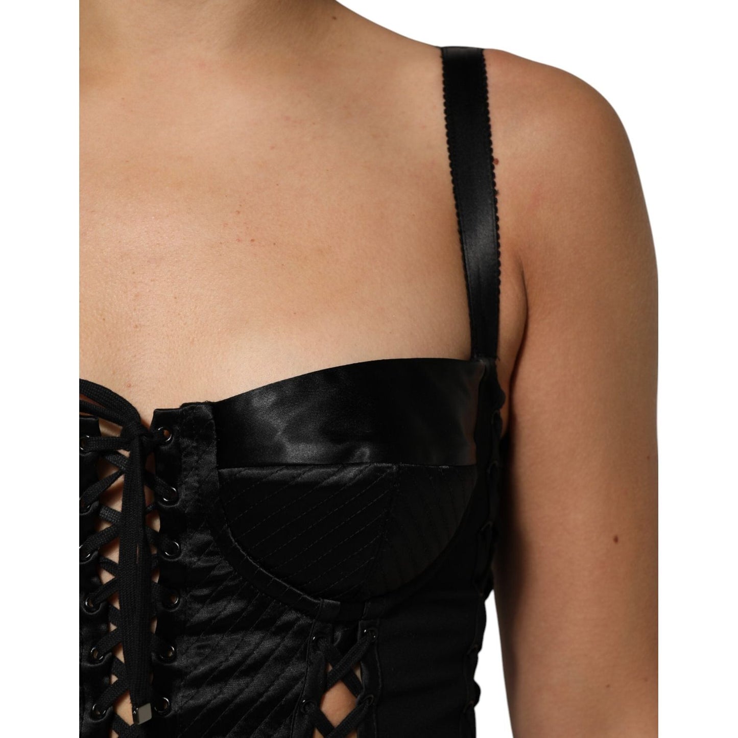 Dolce & Gabbana Black Corset Lace Bodycon Jumpsuit Mini Dress DR81777-40