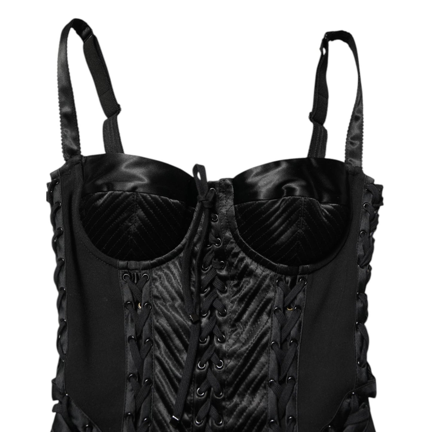 Dolce & Gabbana Black Corset Lace Bodycon Jumpsuit Mini Dress DR81777-40