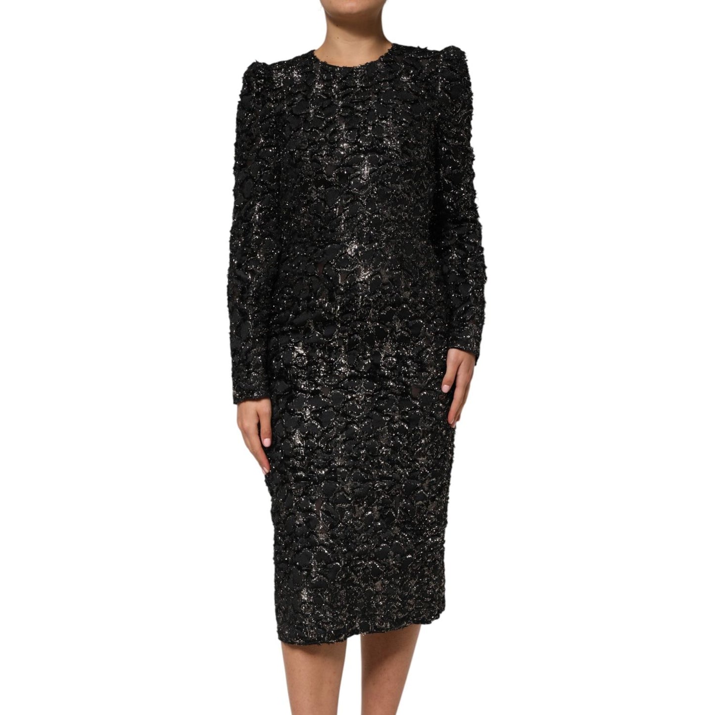 Dolce & Gabbana Black Sequin Bouclé Tweed Sheath Dress DR81827-36