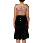Dolce & Gabbana Black Velvet Flower Embellishment Aline Dress DR81828-40