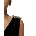 Dolce & Gabbana Black Velvet Flower Embellishment Aline Dress DR81828-40