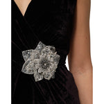 Dolce & Gabbana Black Velvet Flower Embellishment Aline Dress DR81828-40