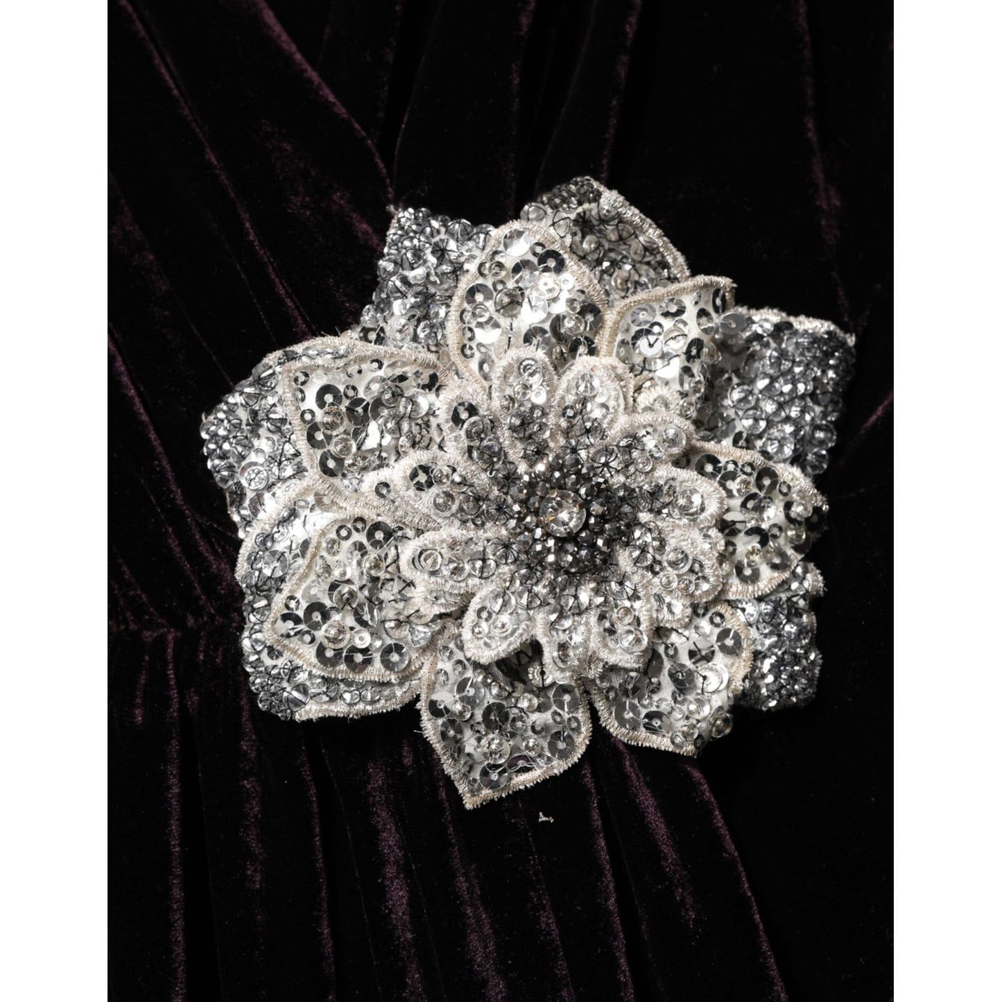 Dolce & Gabbana Black Velvet Flower Embellishment Aline Dress DR81828-40