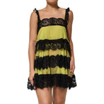 Dolce & Gabbana Yellow Black Babydoll Chemise Lingerie Dress DR81835-2
