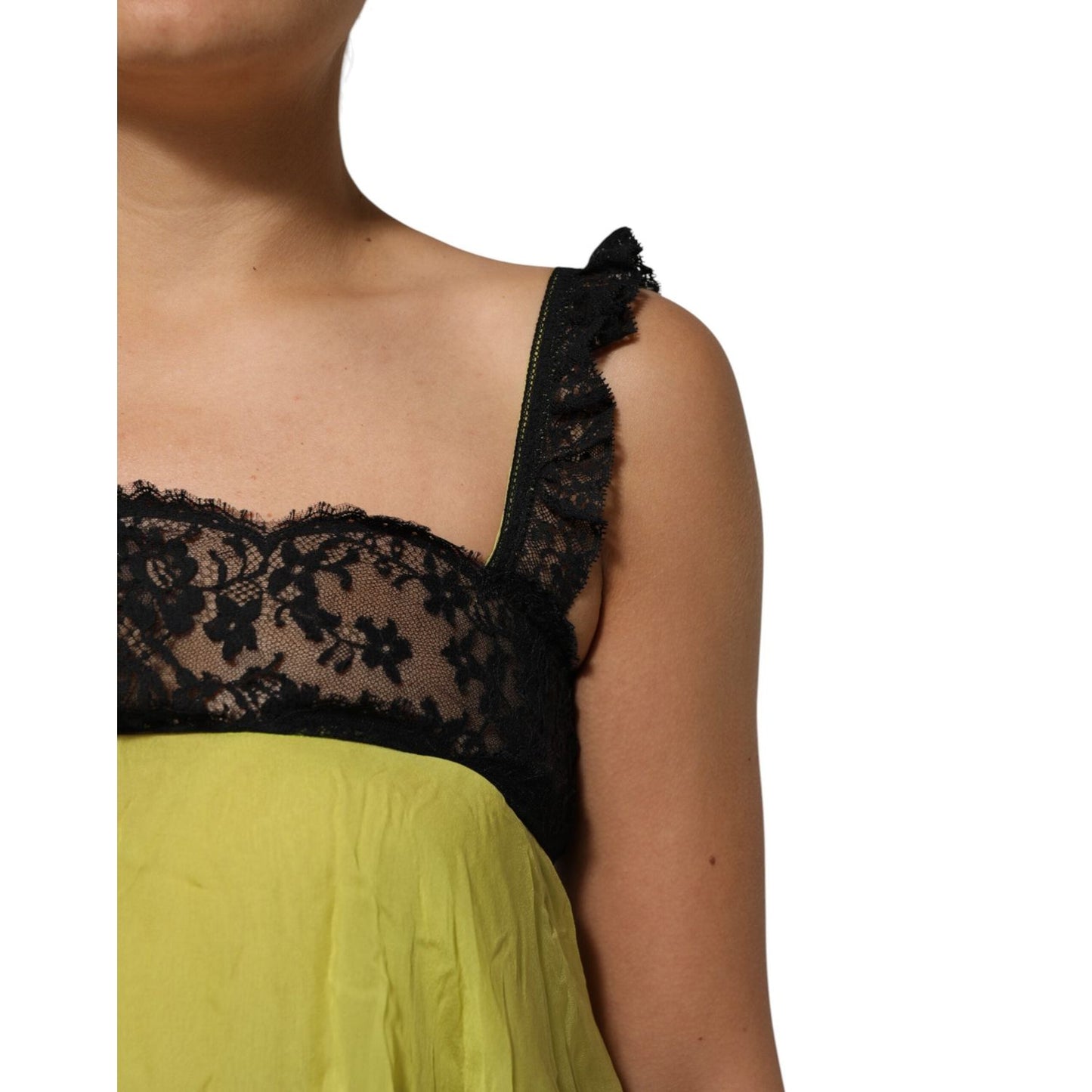 Dolce & Gabbana Yellow Black Babydoll Chemise Lingerie Dress DR81835-2