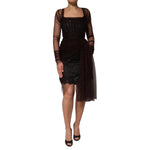Dolce & Gabbana Black Lace Trim Long Sleeve Sheath Mini Dress DR81771-40