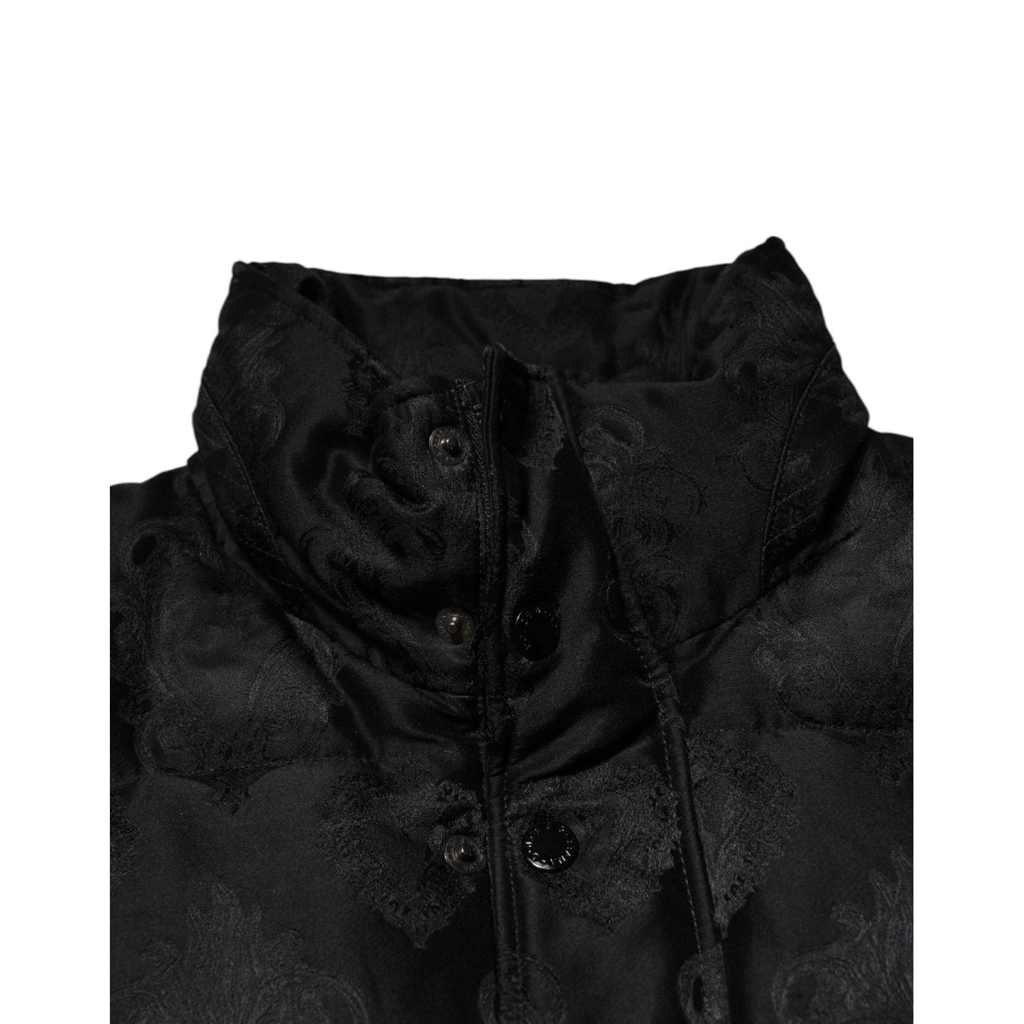 Dolce & Gabbana Black Jacquard Quilted Puffer Bomber Jacket JKT41525-50