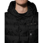 Dolce & Gabbana Black Jacquard Quilted Puffer Hooded Jacket JKT41526-48