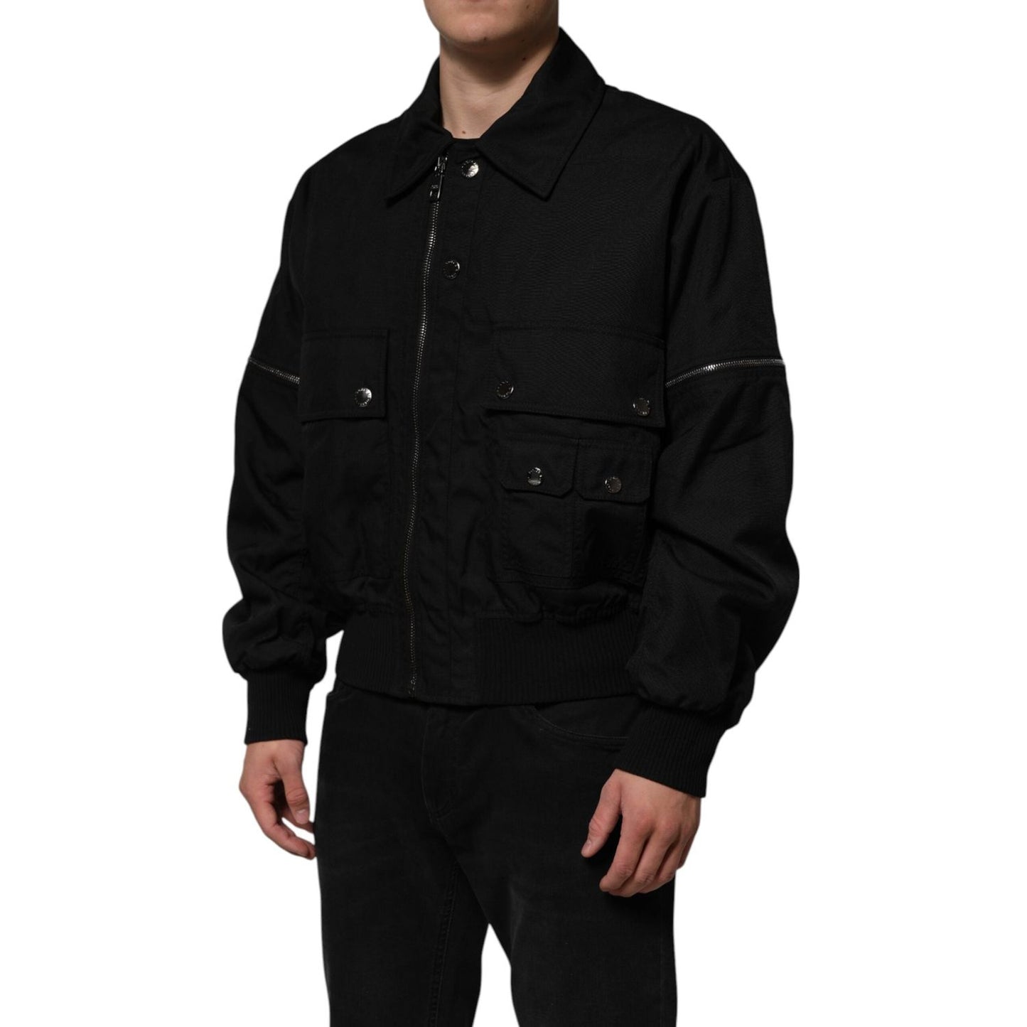 Dolce & Gabbana Black Patch Pocket Full Zip Bomber Jacket JKT41530-50
