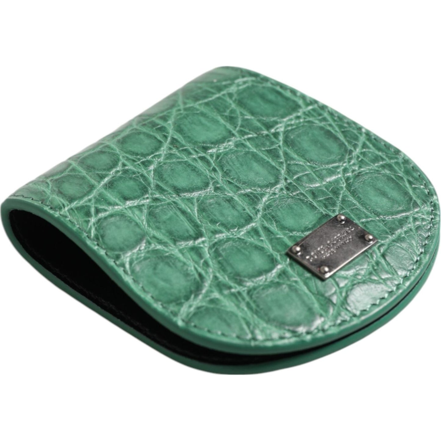 Dolce & Gabbana Green Exotic Skin Coin Condom Case Holder Pocket Wallet SMY10705