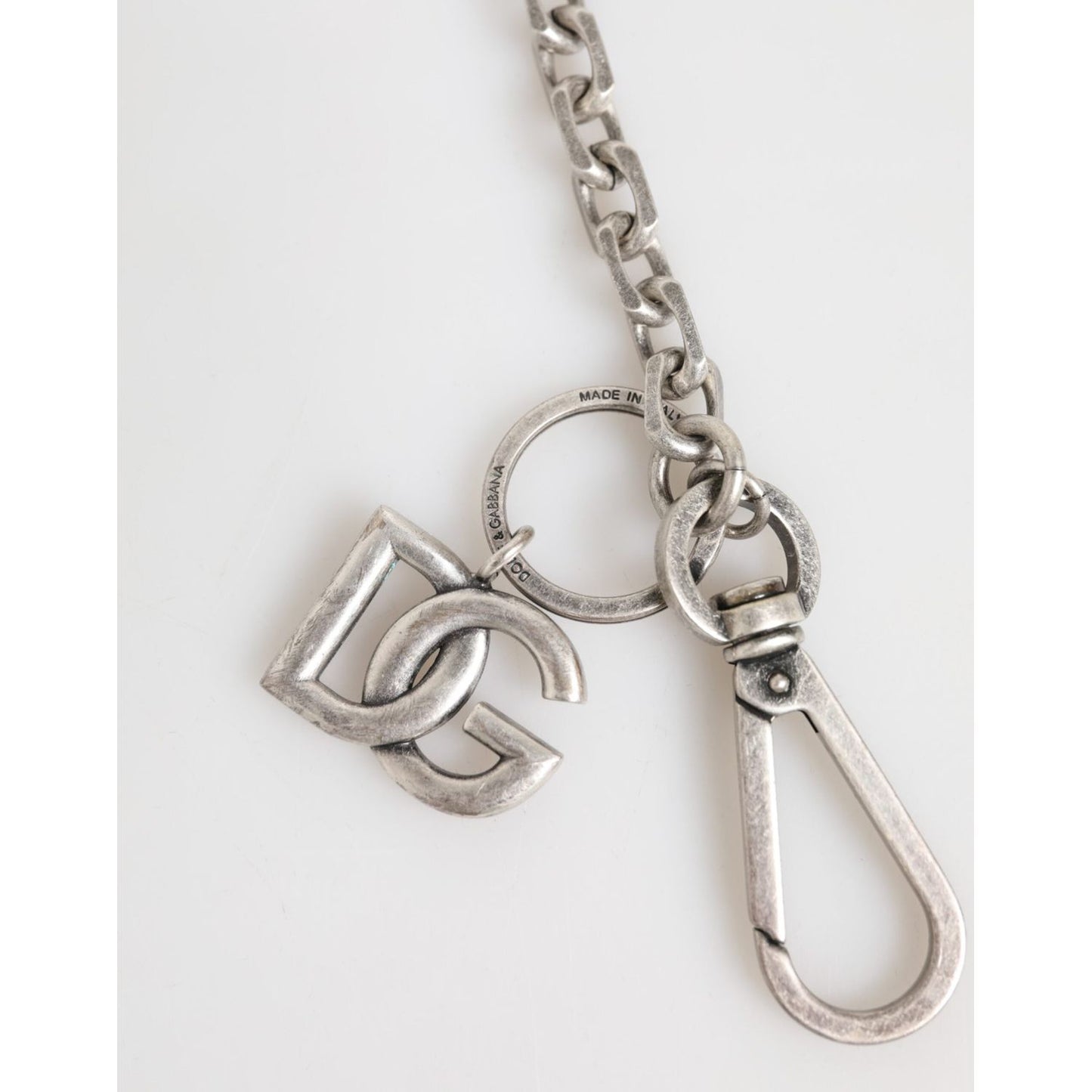 Dolce & Gabbana Silver Tone Brass DG Logo Detailing Chain Men Necklace SMY10795