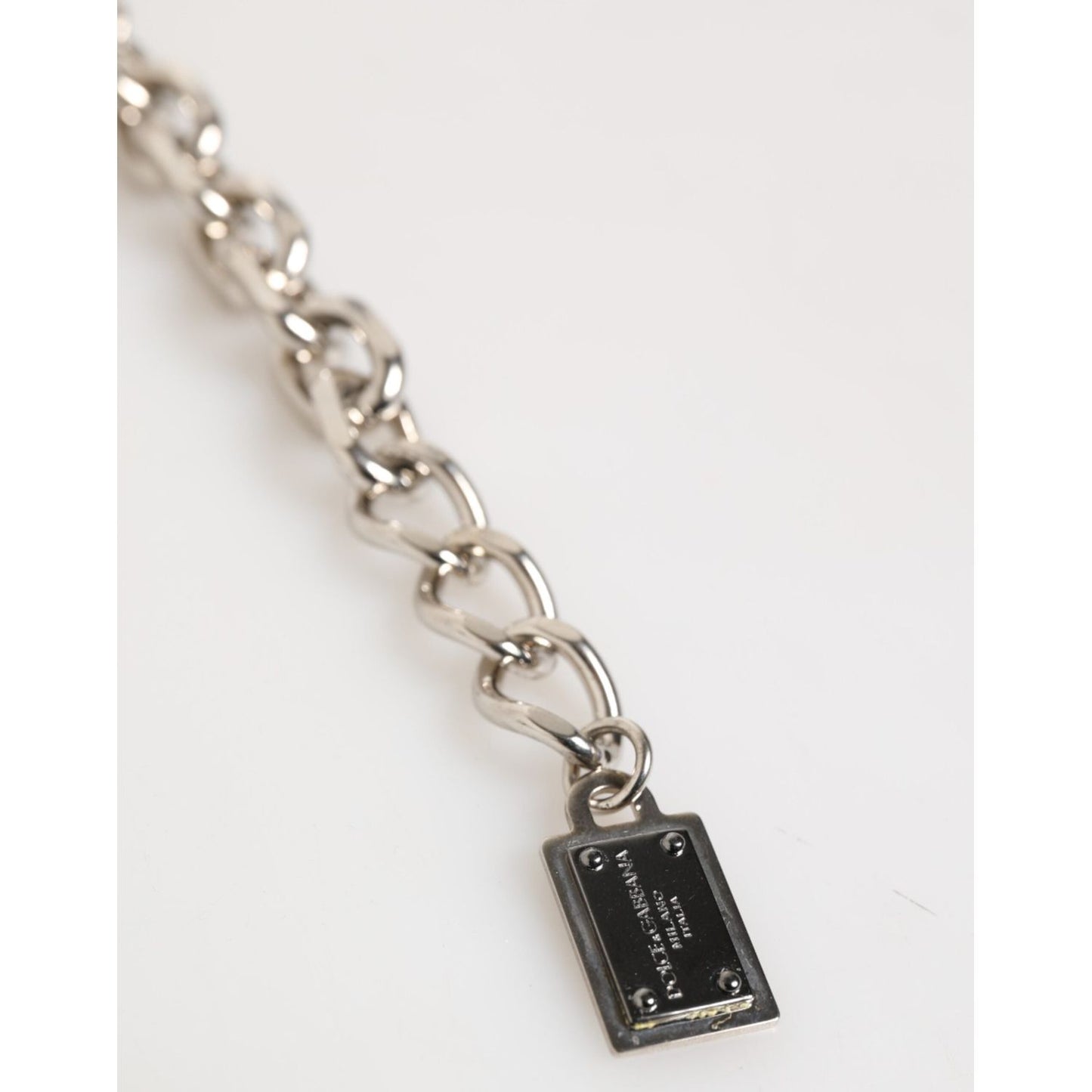 Dolce & Gabbana Silver Chain Brass Beaded Lobster Clasp Logo Men Bracelet SMY11079