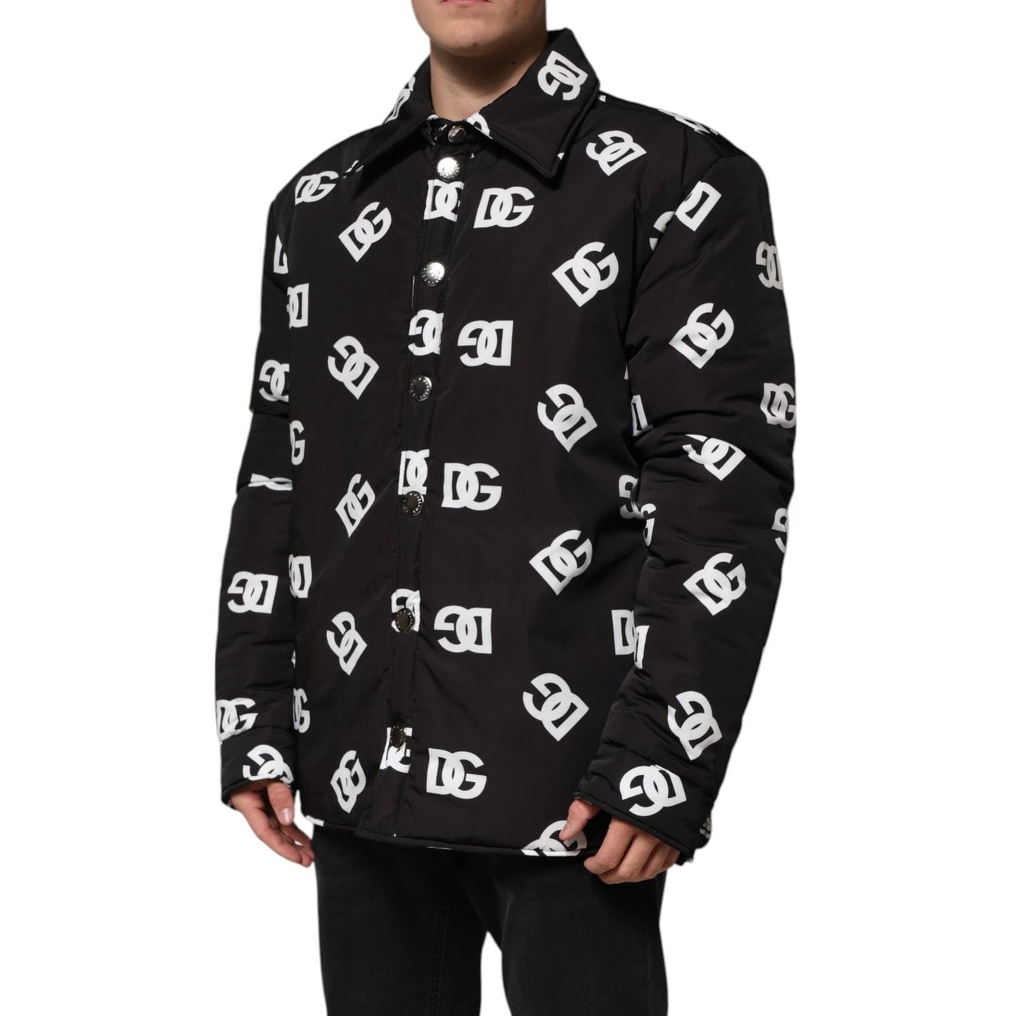 Dolce & Gabbana Black DG Monogram Nylon Windbreaker Jacket JKT41554-54