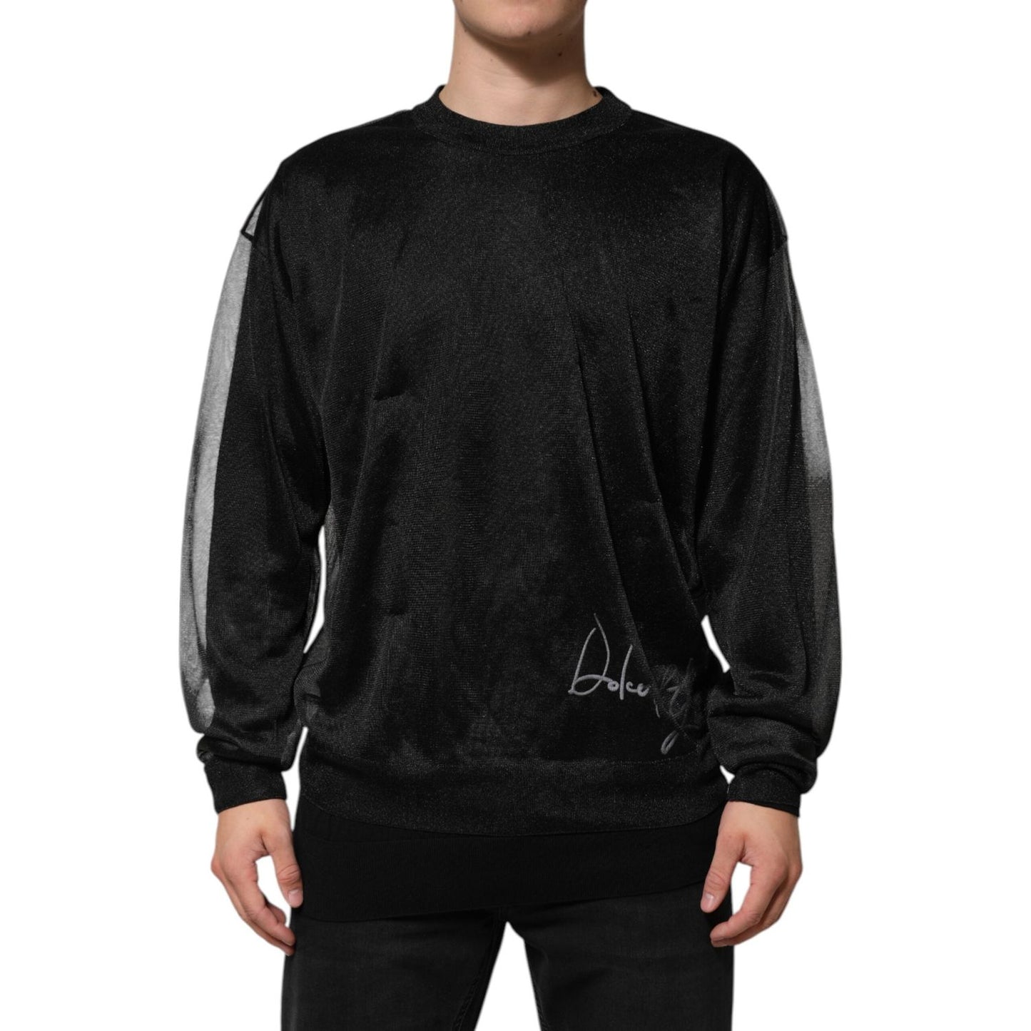 Dolce & Gabbana Black Polyester Pullover Sweatshirt Sweater TSH90588-52
