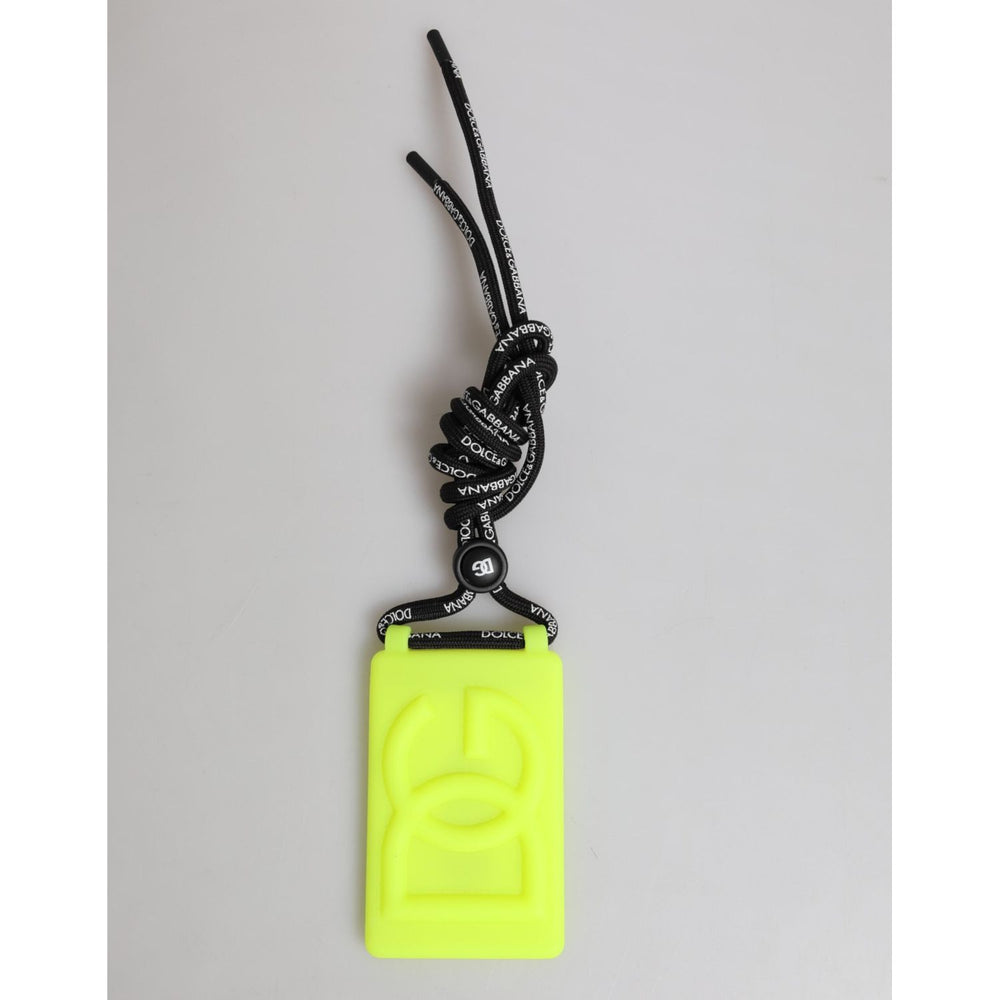Dolce & Gabbana Yellow Green Rubber DG Embossed Adjustable Badge Holder SMY11237