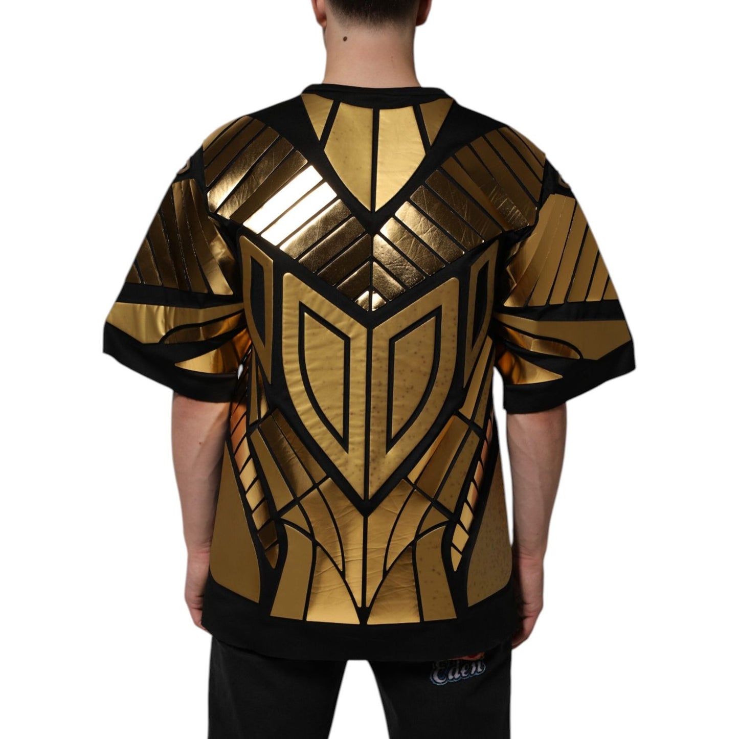 Dolce & Gabbana Black Metallic Print Nylon Crewneck T-shirt TSH90592-52