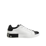 Dolce & Gabbana White Black Leather Portofino Sneaker Shoes MV6476-40