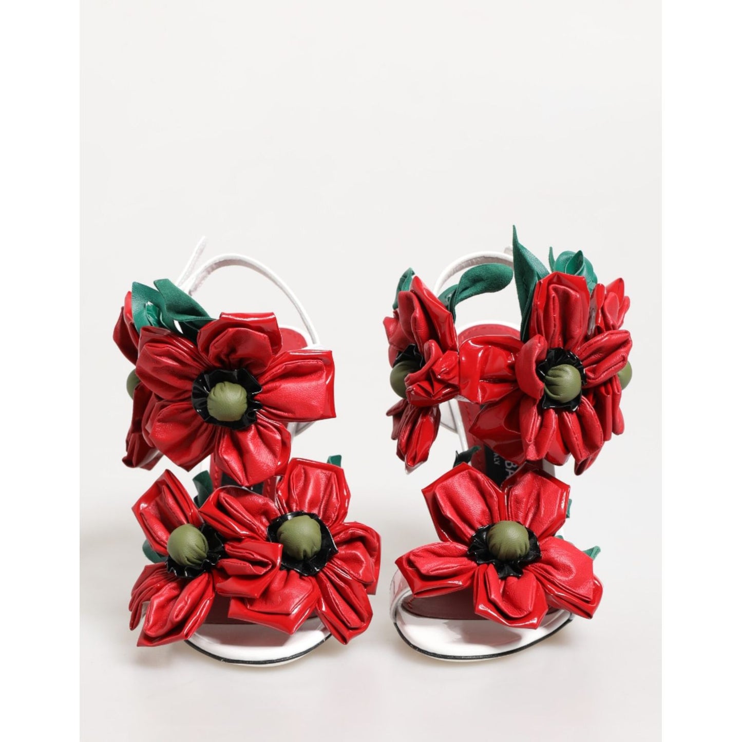 Dolce & Gabbana White Red Floral Detailing Sandals Shoes LA12903-35.5