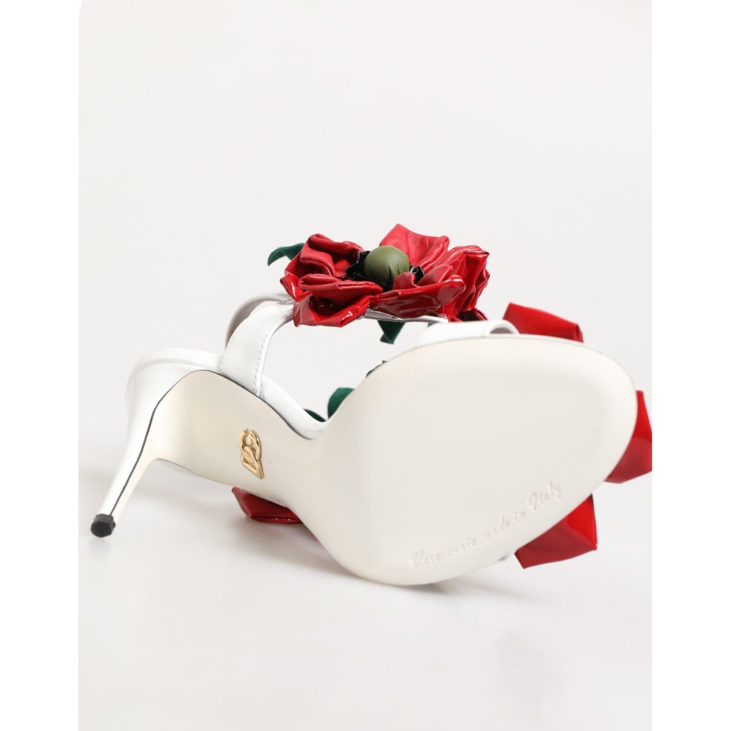 Dolce & Gabbana White Red Floral Detailing Sandals Shoes LA12903-35.5