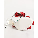 Dolce & Gabbana White Red Floral Detailing Sandals Shoes LA12903-35.5