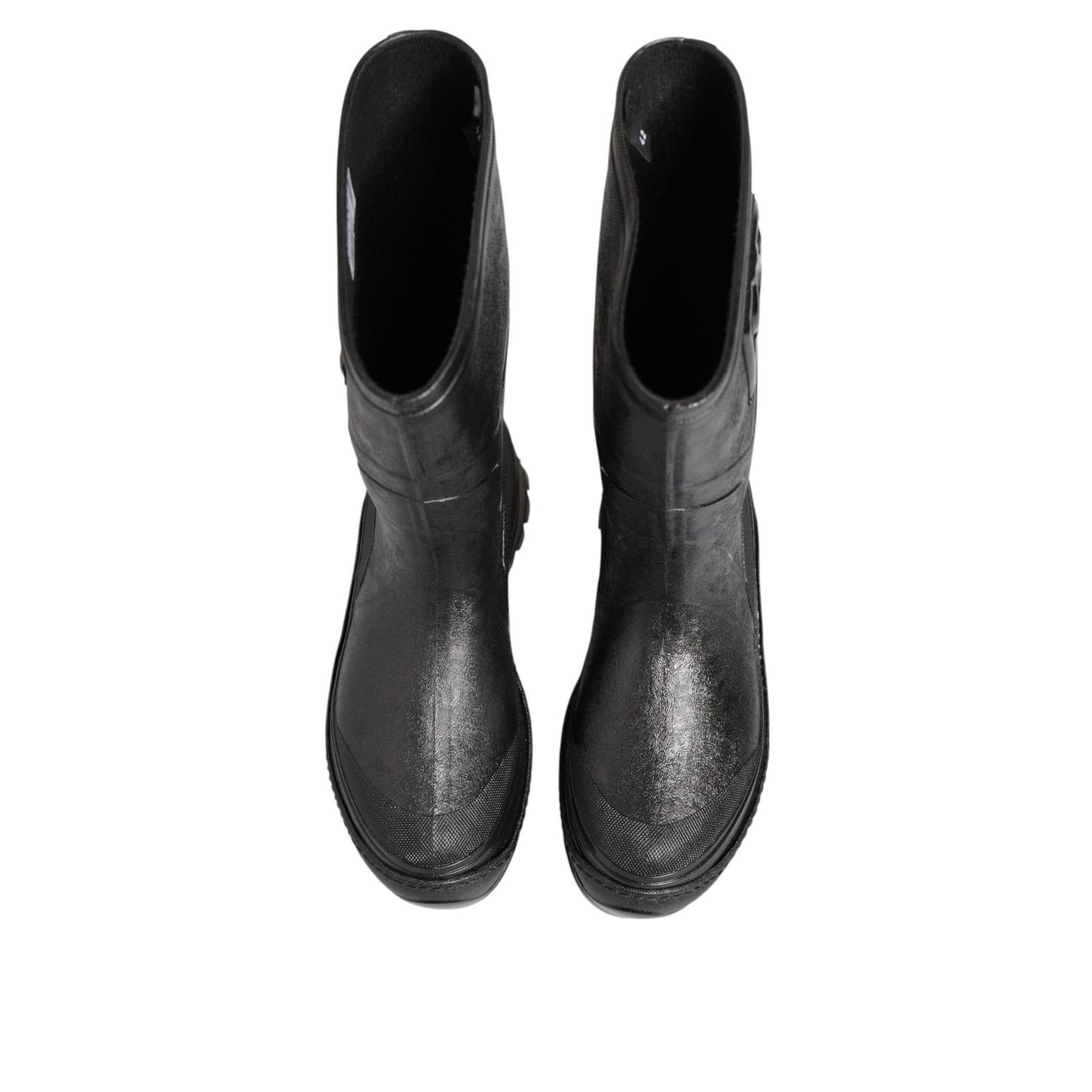 Dolce & Gabbana Metallic Black Pull On Rain Boots Men Shoes MV7885-42