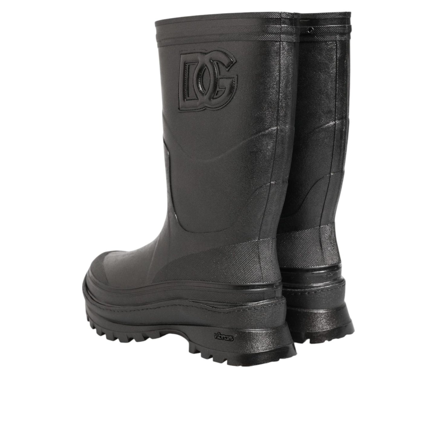 Dolce & Gabbana Metallic Black Pull On Rain Boots Men Shoes MV7885-42