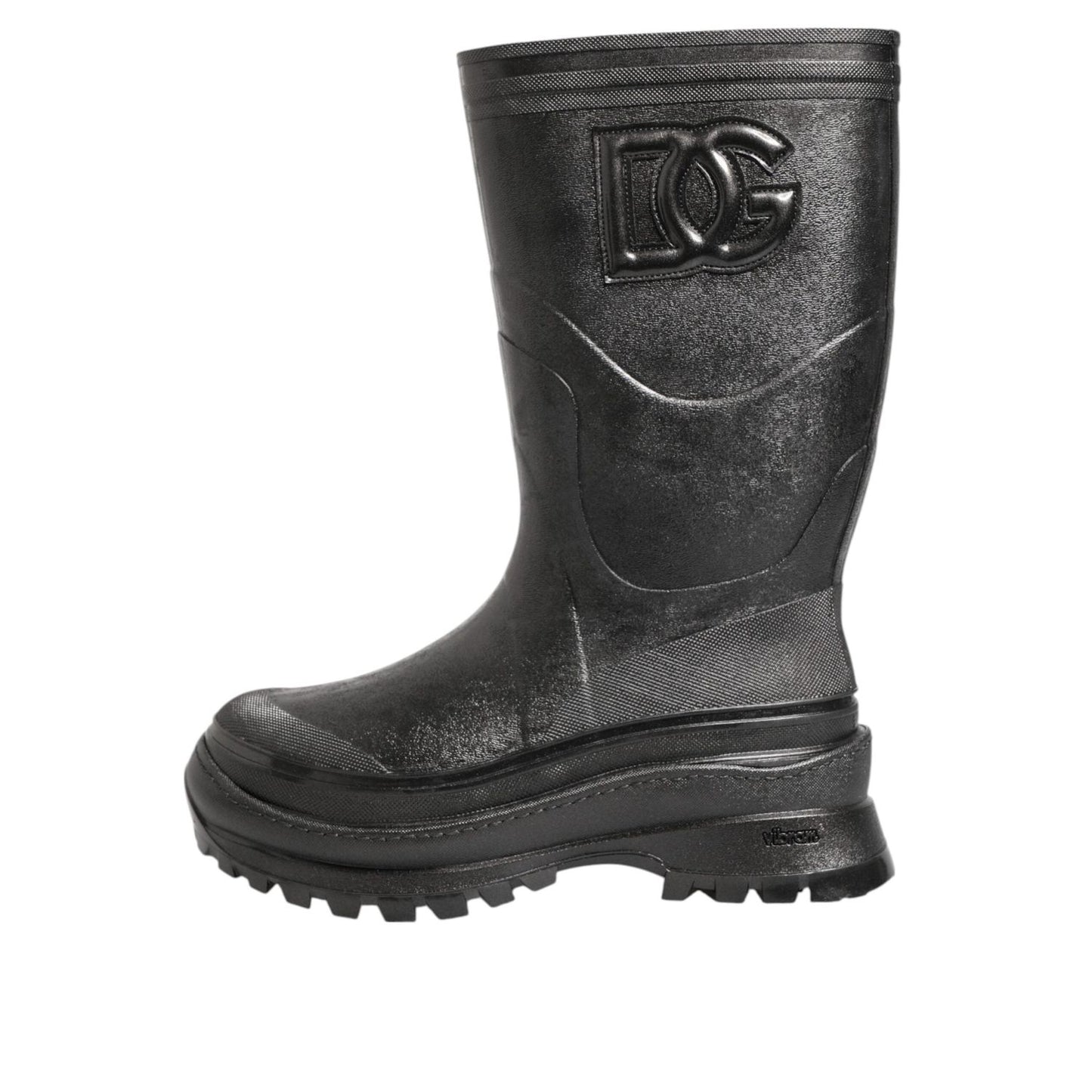 Dolce & Gabbana Metallic Black Pull On Rain Boots Men Shoes MV7885-42