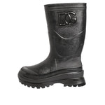Dolce & Gabbana Metallic Black Pull On Rain Boots Men Shoes MV7885-42