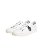 Dolce & Gabbana White Crown Bee Leather Low Top Sneakers Shoes MV7936-42