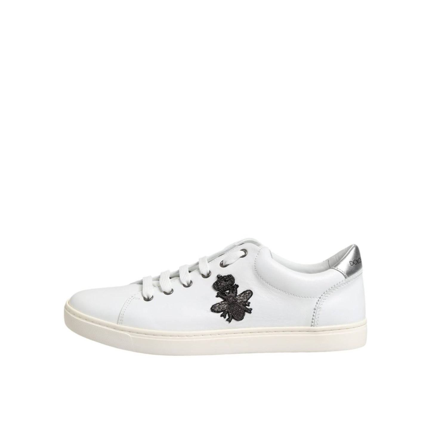 Dolce & Gabbana White Crown Bee Leather Low Top Sneakers Shoes MV7936-42