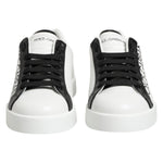 Dolce & Gabbana Black White Leather Portofino Sneaker Shoes