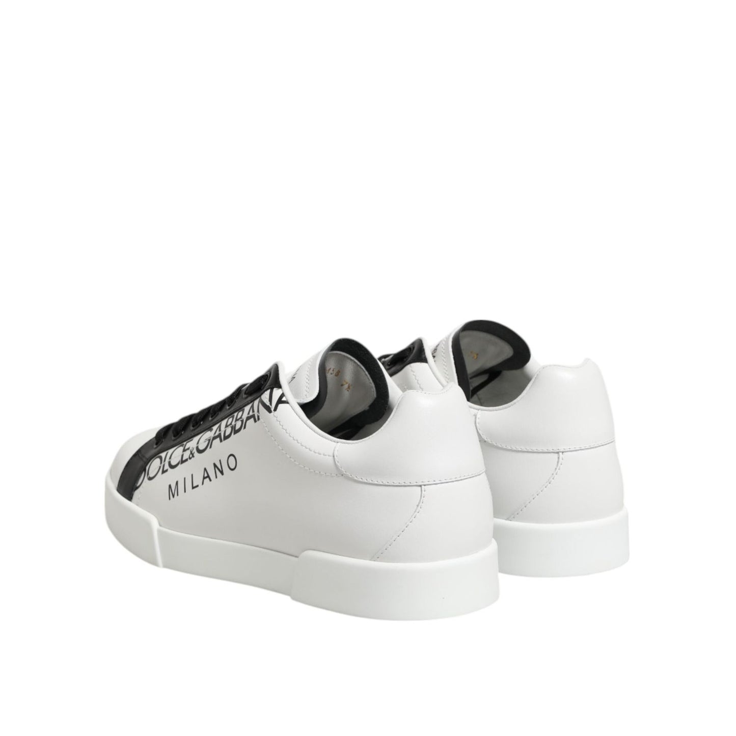 Dolce & Gabbana Black White Leather Portofino Sneaker Shoes