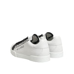 Dolce & Gabbana Black White Leather Portofino Sneaker Shoes