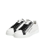Dolce & Gabbana Black White Leather Portofino Sneaker Shoes