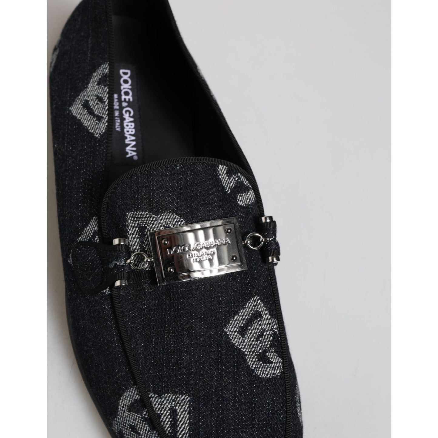 Dolce & Gabbana Blue Logo Cotton Loafers Formal Dress Shoes MV7901-43