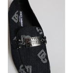 Dolce & Gabbana Blue Logo Cotton Loafers Formal Dress Shoes MV7901-43